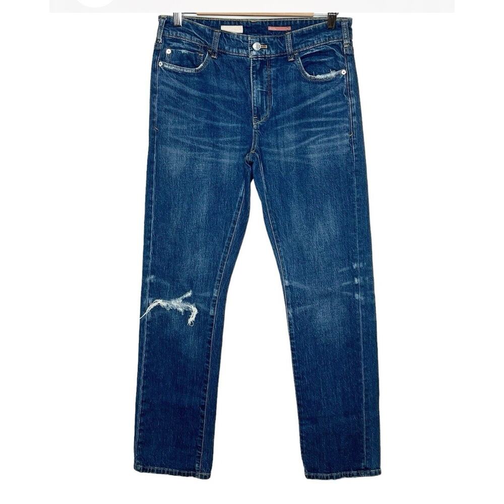 Pilcro Anthropologie Relaxed Straight Fit Jeans Womens Size 26P Distressed - Picture 2 of 15